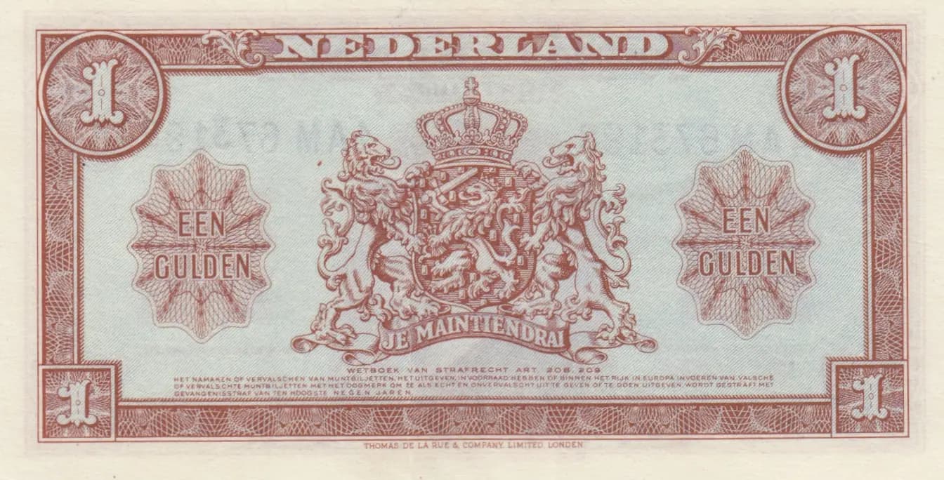 1 gulden 1945 from Netherlands, P-70 (1945) — image 2