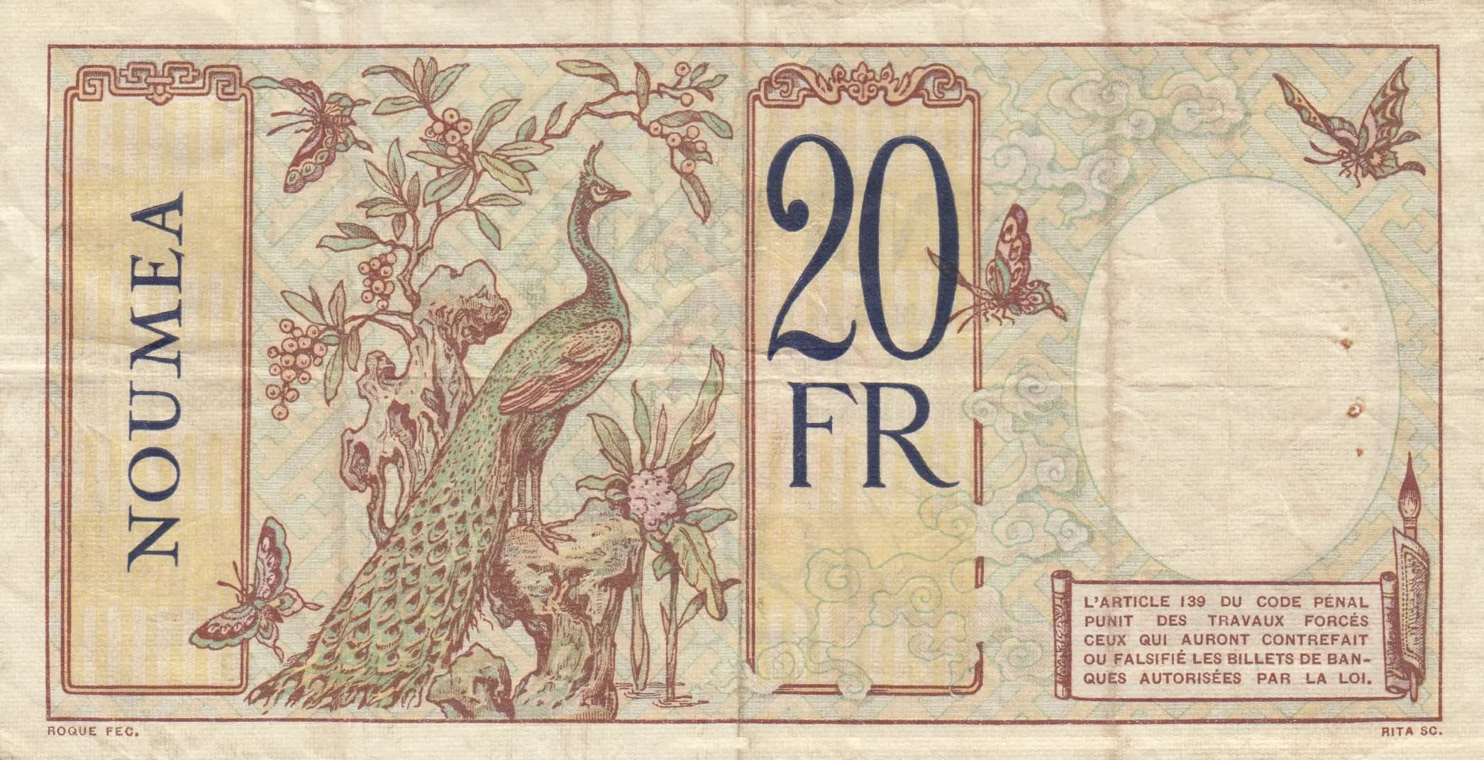 20 francs 1941 from New Hebrides, P-6 (1941) — image 2