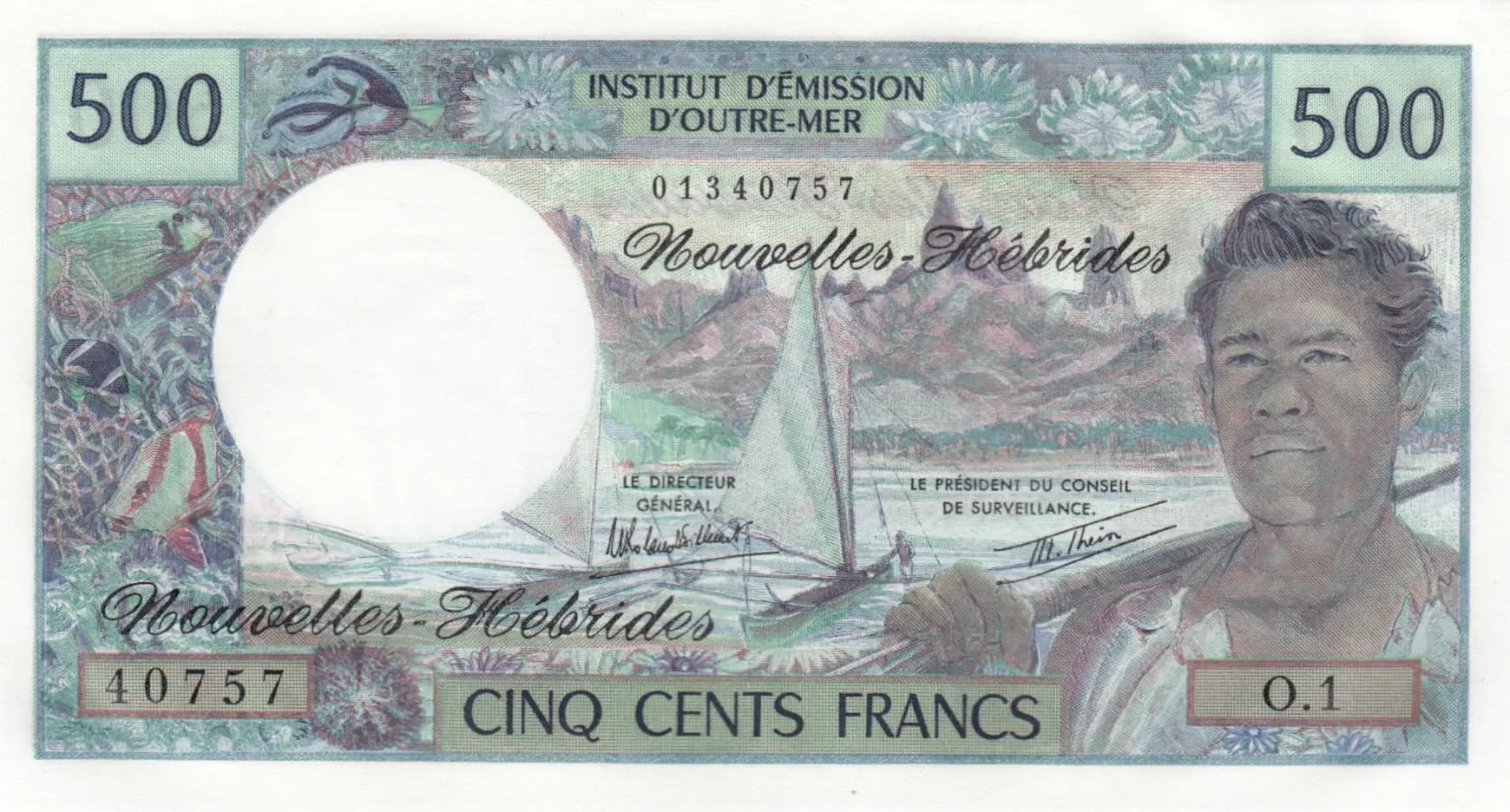 500 francs 1979 from New Hebrides, P-19c (1979) — image 1