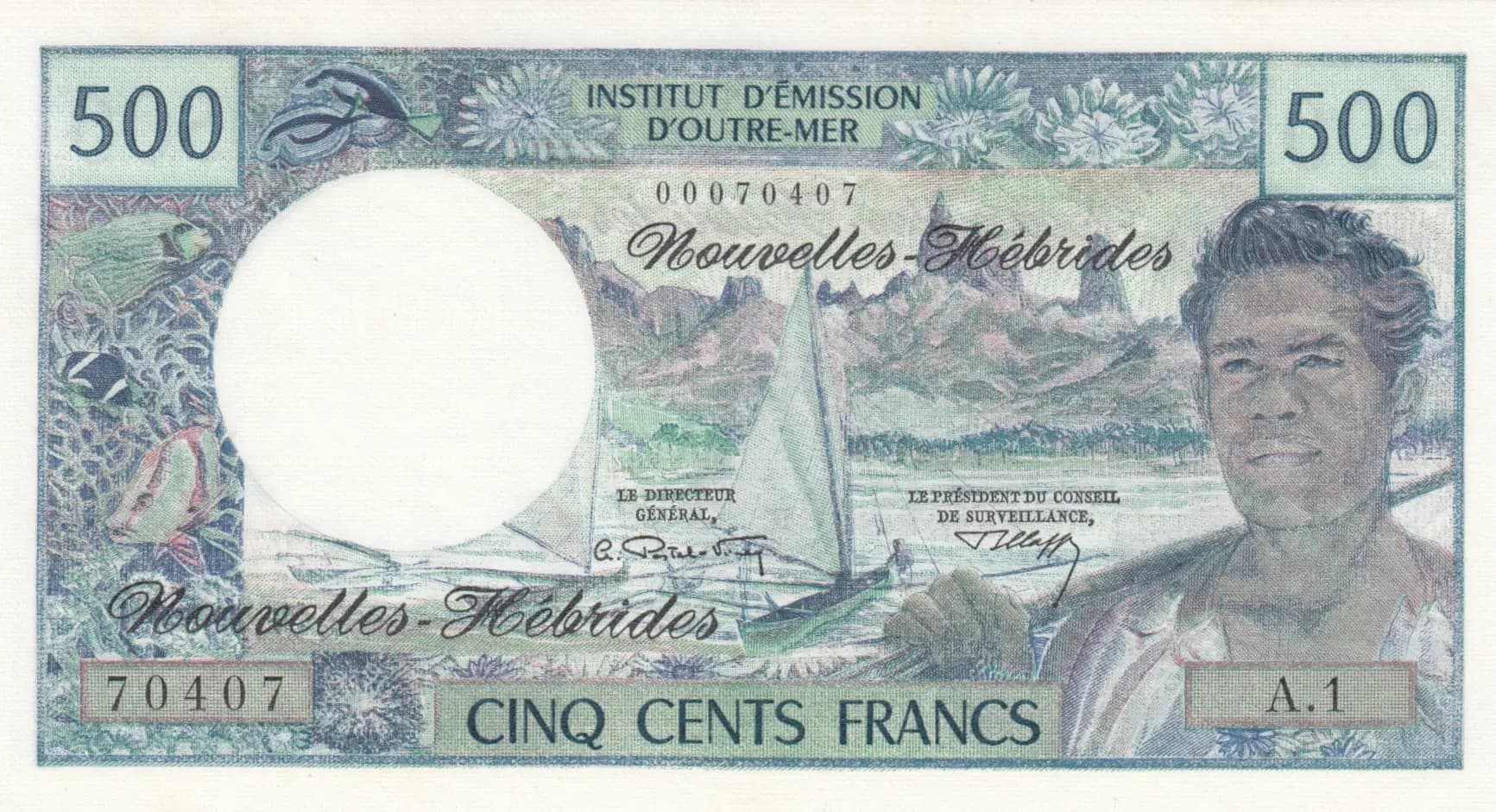 500 francs 1970 from New Hebrides, P-19a