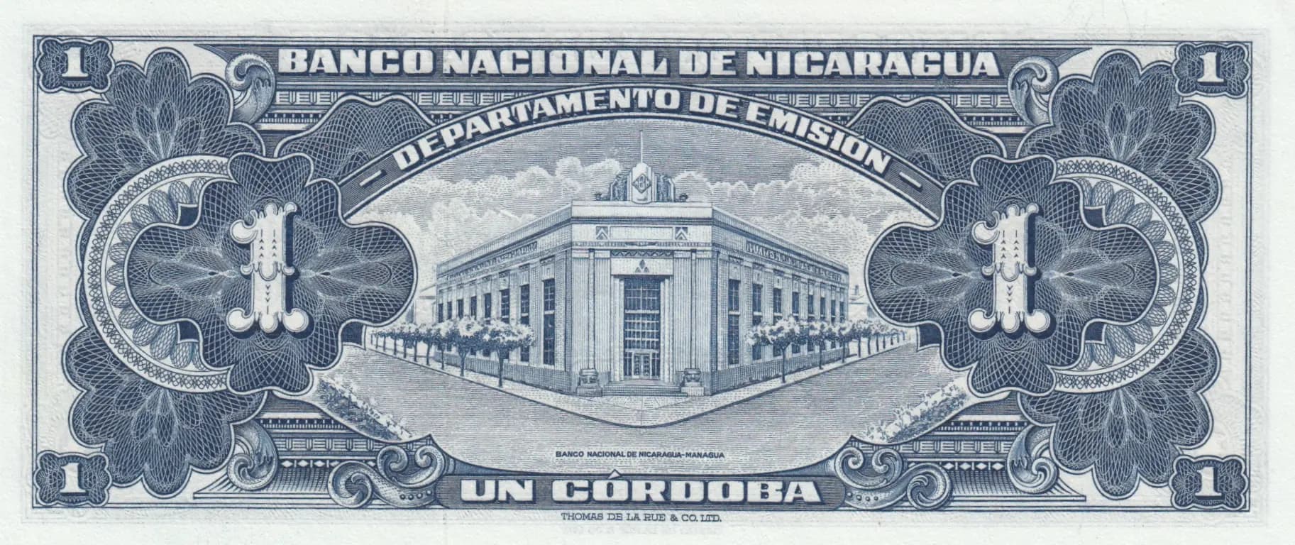 1 cordoba 1954 from Nicaragua, P-99a (1954) — image 2
