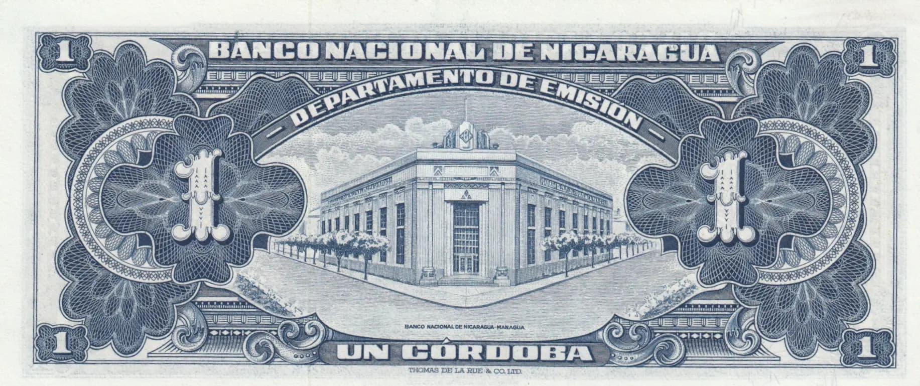 1 cordoba 1957 from Nicaragua, P-99b (1957) — image 2