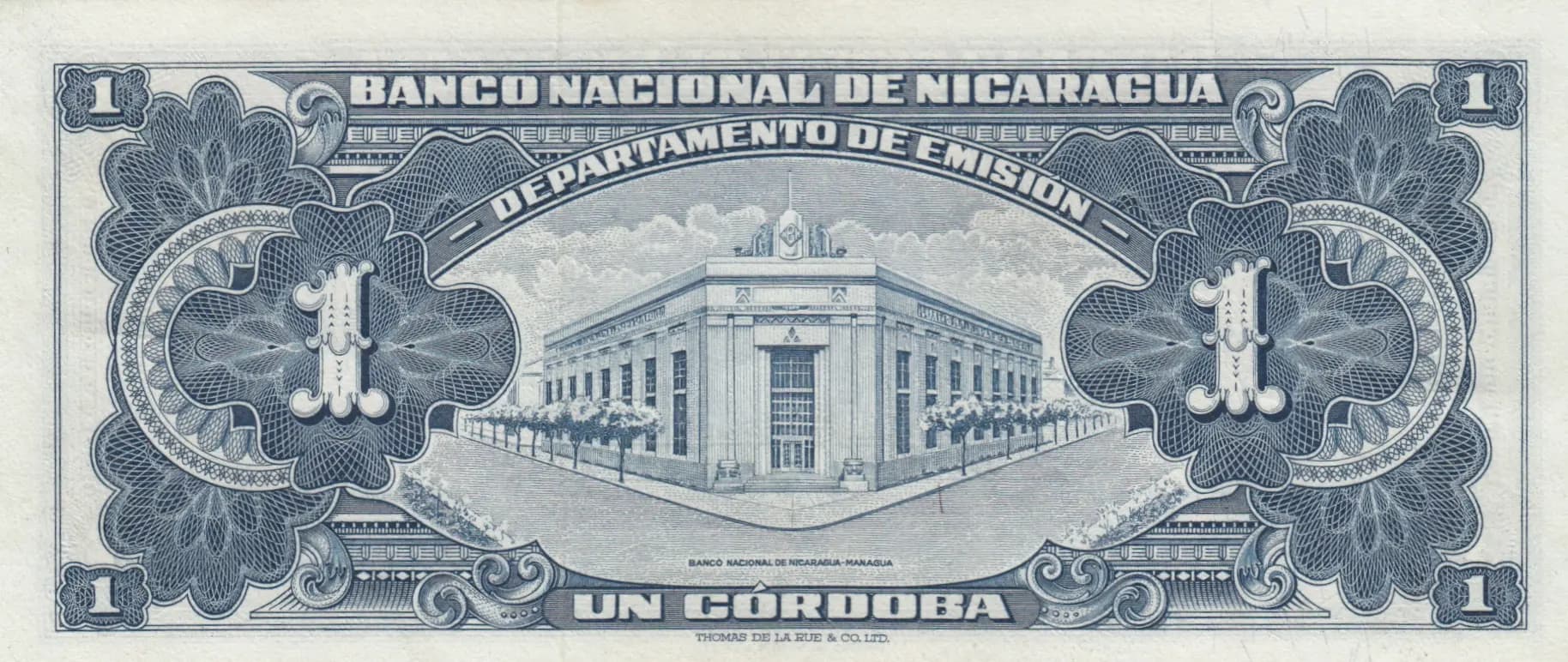 1 cordoba 1958 from Nicaragua, P-99b (1958) — image 2