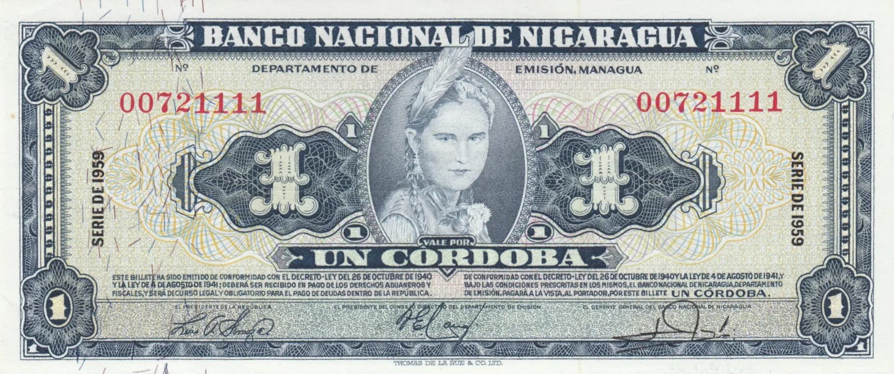 1 cordoba 1959 from Nicaragua, P-99c