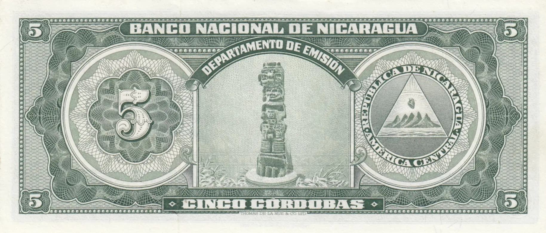 5 cordobas 1959 from Nicaragua, P-100c (1959) — image 2
