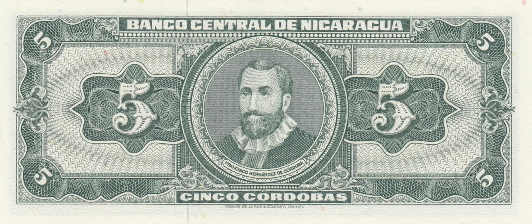 5 cordobas 1968 from Nicaragua, P-116 (1968) — image 2