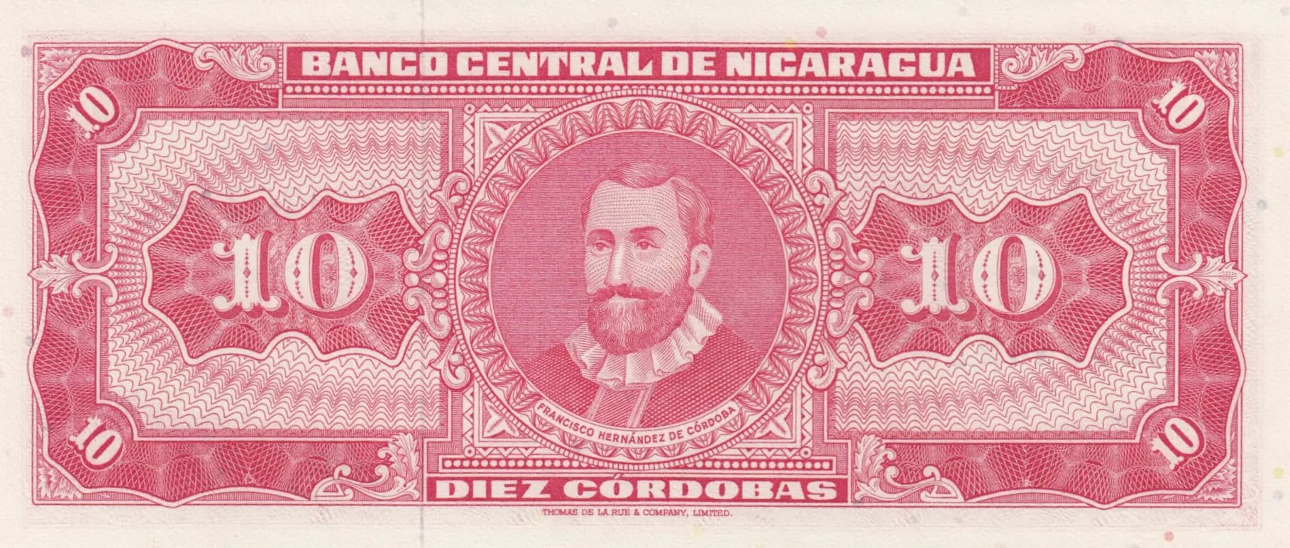 10 cordobas 1968 from Nicaragua, P-117 (1968) — image 2