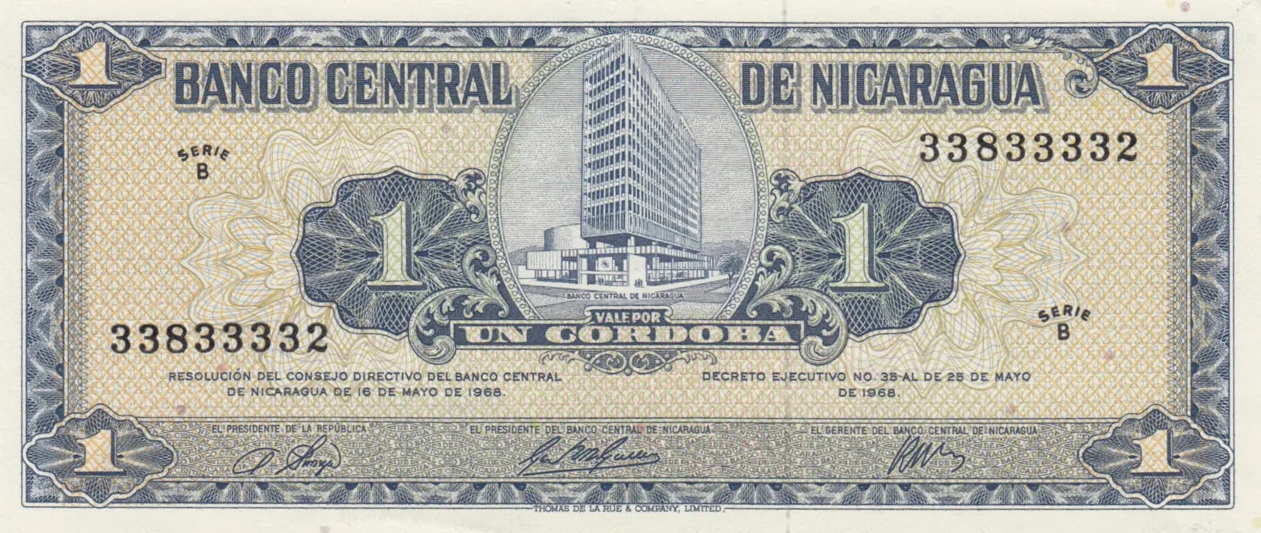 1 cordoba 1968 from Nicaragua, P-115 (1968) — image 1