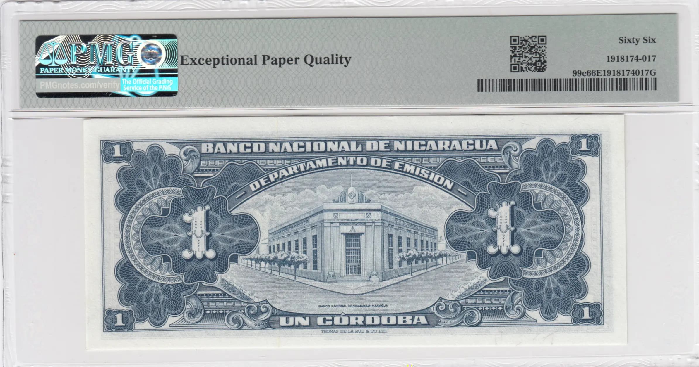 1 cordoba 1960 from Nicaragua, P-99c (1960) — image 2