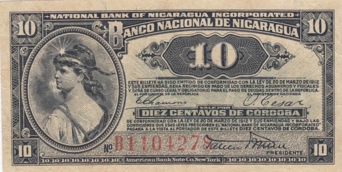 10 centavos 1912 from Nicaragua, P-52c