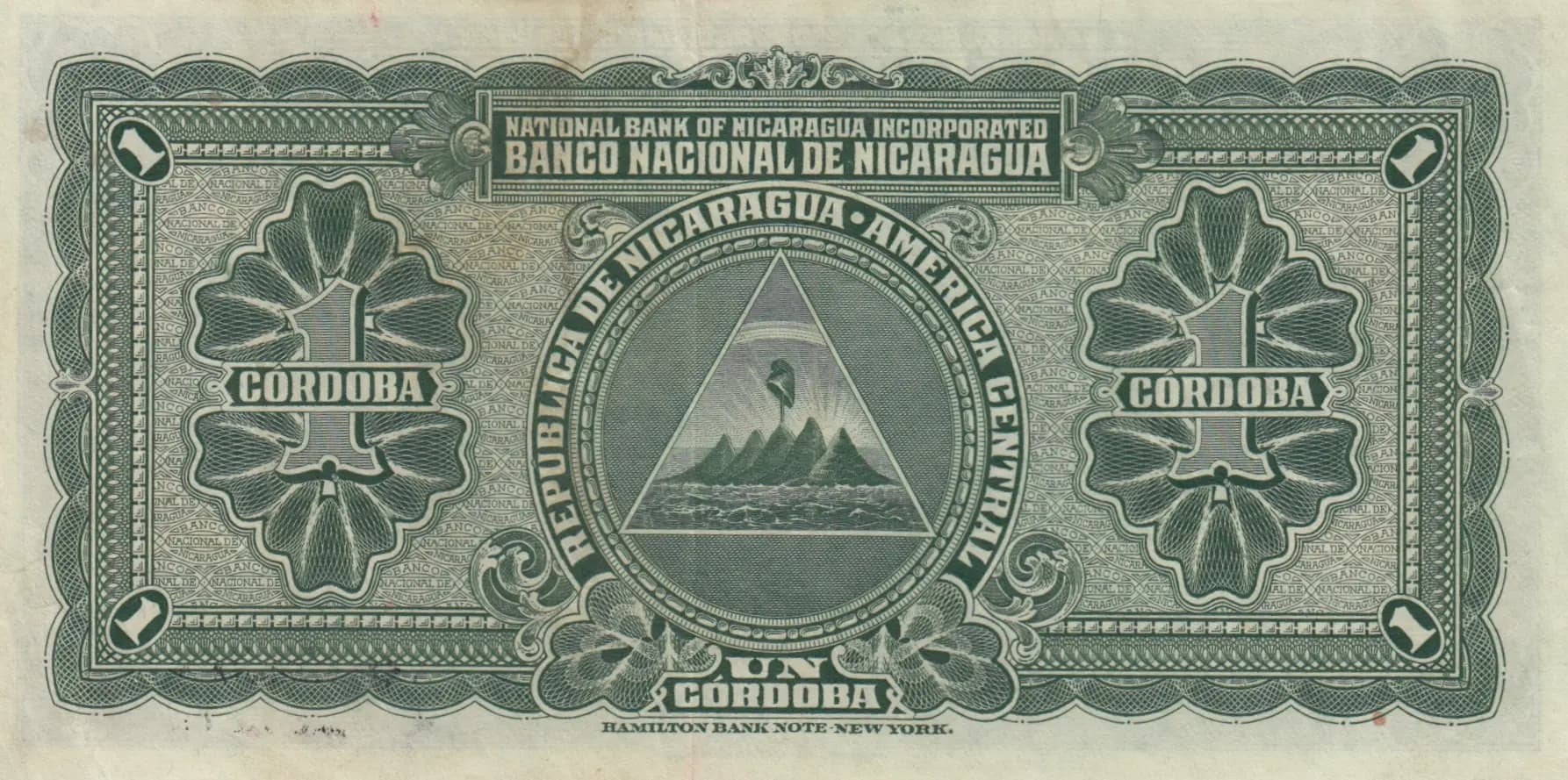 1 cordoba 1938 from Nicaragua, P-82 (1938) — image 2