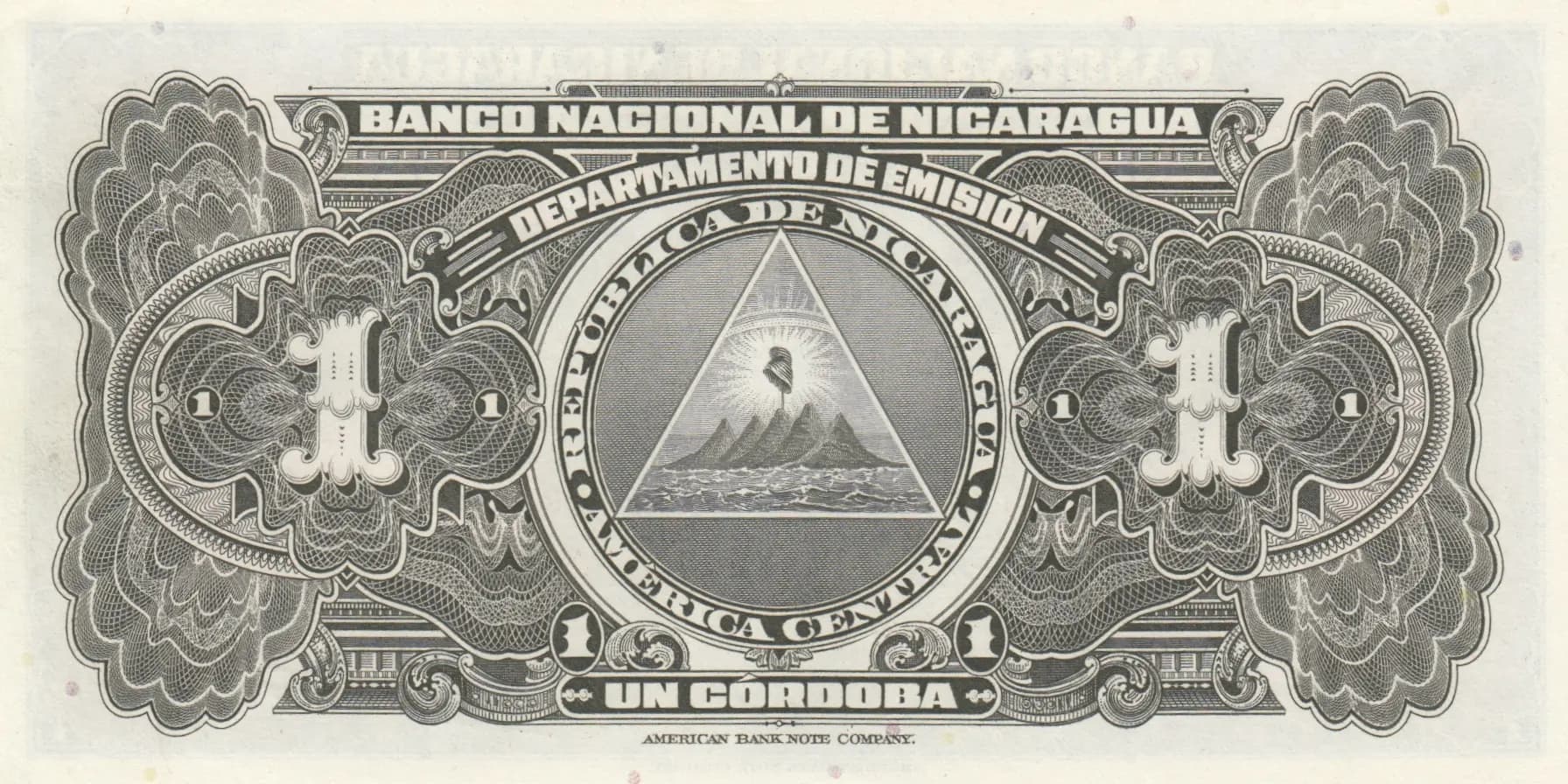 1 cordoba 1951 from Nicaragua, P-91b (1951) — image 2