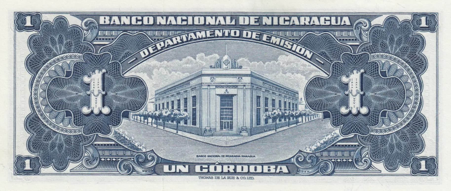 1 cordoba 1953 from Nicaragua, P-99a (1953) — image 2