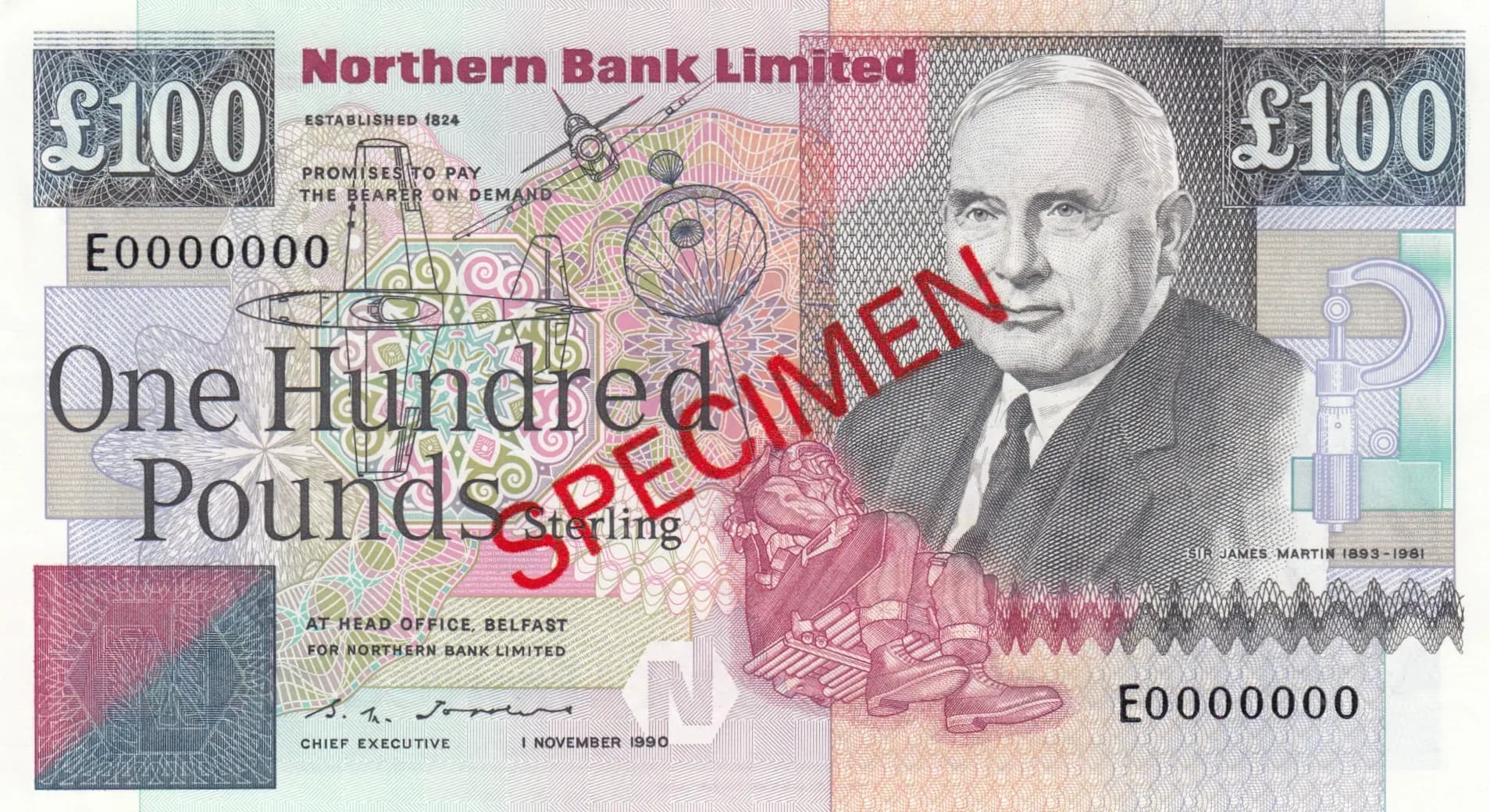 100 pounds 1990 specimen from Northern Ireland, P-197s (1990) — image 1