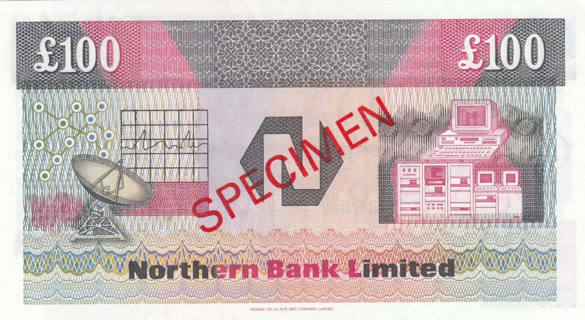 100 pounds 1990 specimen from Northern Ireland, P-197s (1990) — image 2