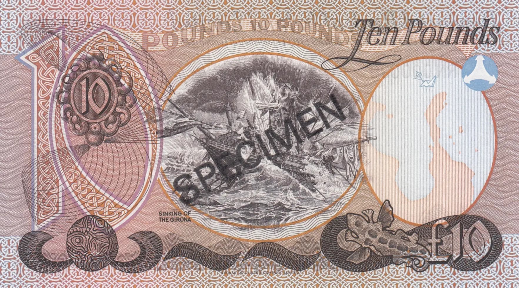 10 pounds 1977 specimen from Northern Ireland, P-249as (1977) — image 2