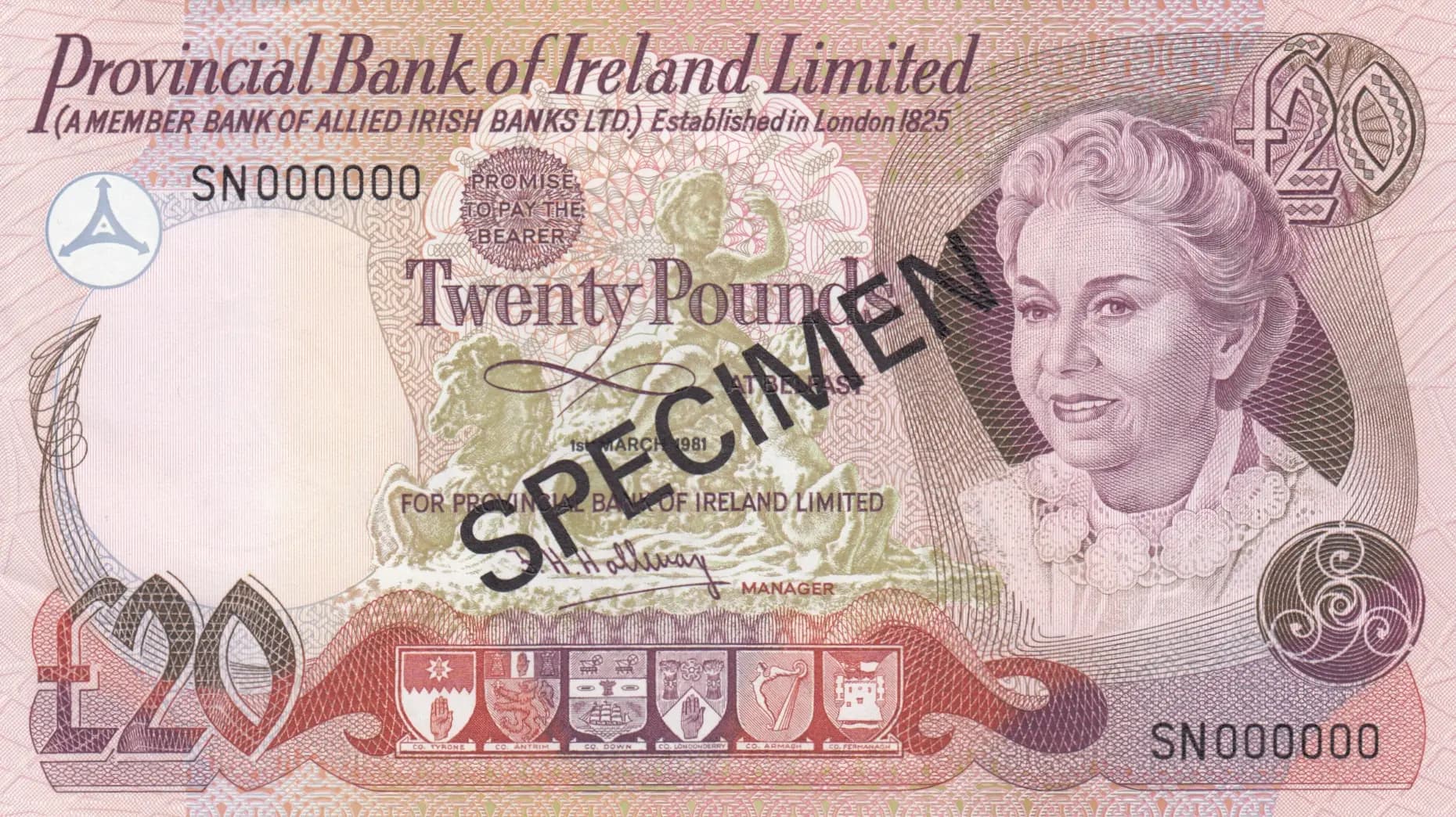 20 pounds 1981 specimen from Northern Ireland, P-250s (1981) — image 1