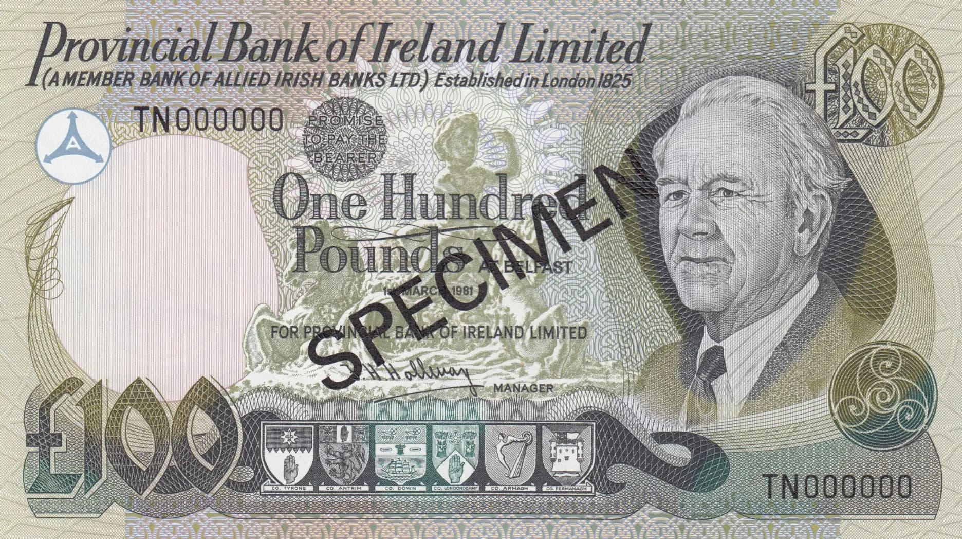 100 pounds 1981 specimen from Northern Ireland, P-251s (1981) — image 1