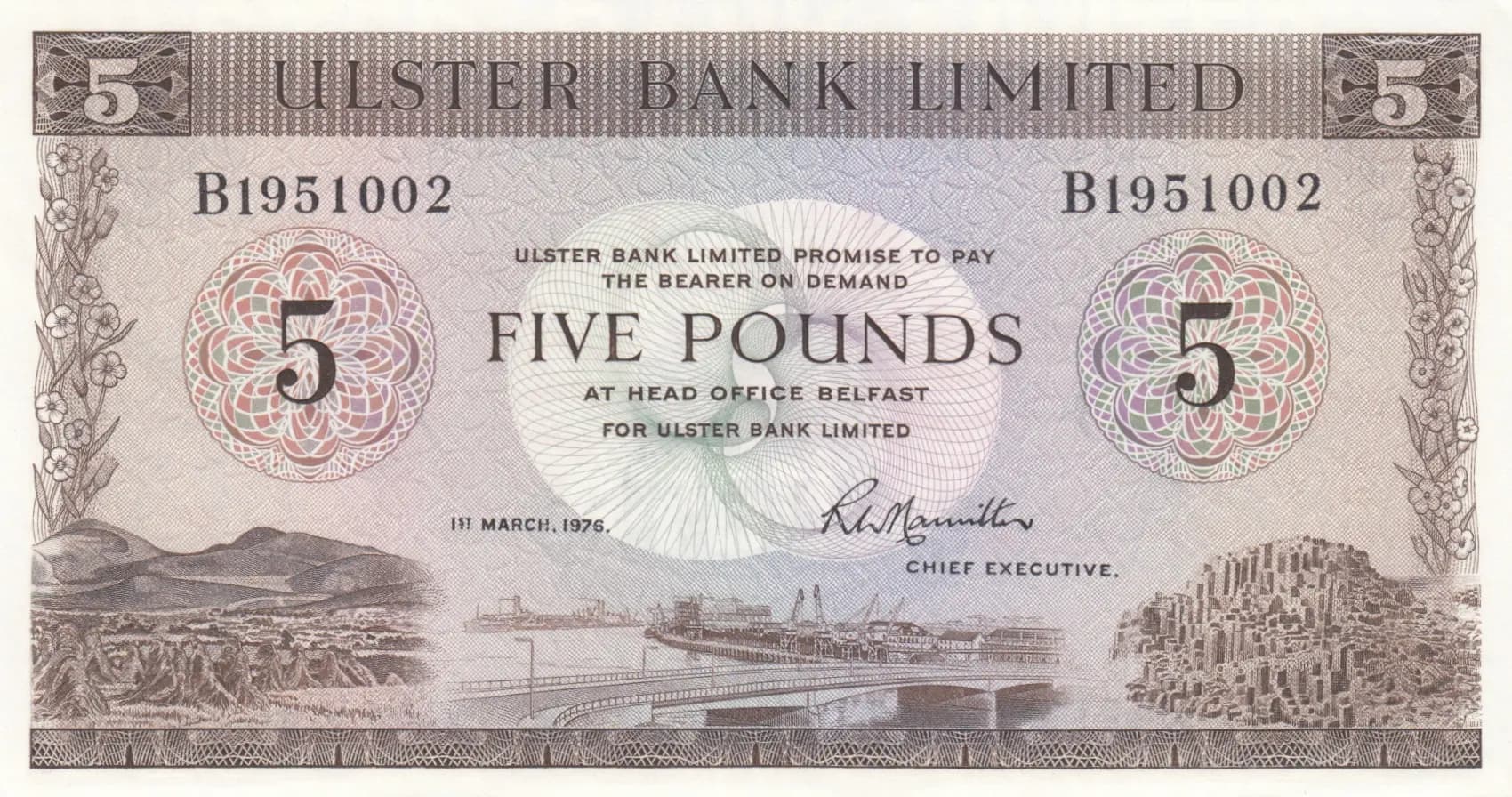 5 pounds 1976 from Northern Ireland, P-326b