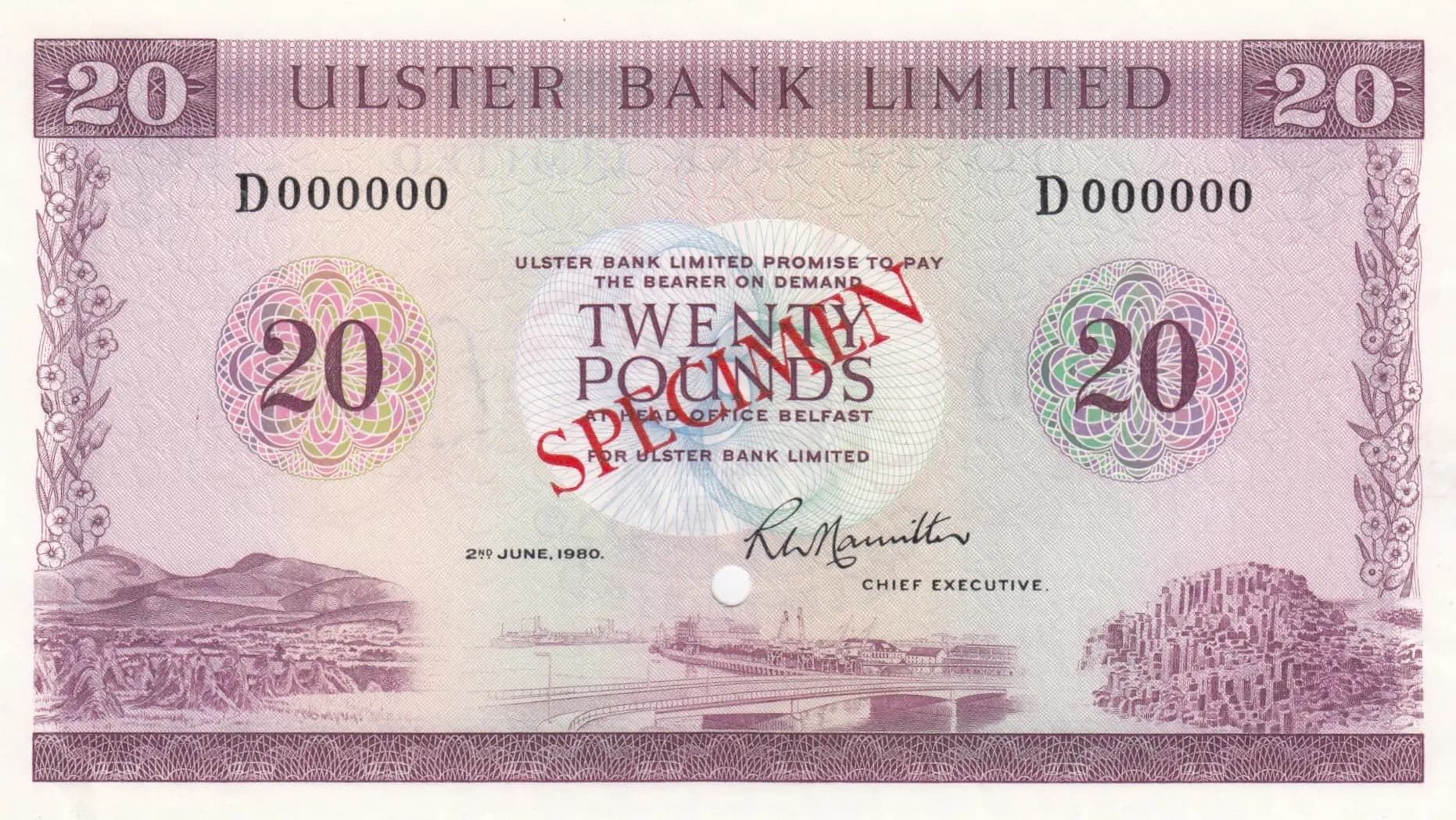 20 pounds 1980 specimen from Northern Ireland, P-328bs (1980) — image 1