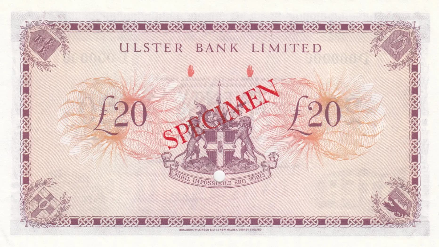 20 pounds 1980 specimen from Northern Ireland, P-328bs (1980) — image 2