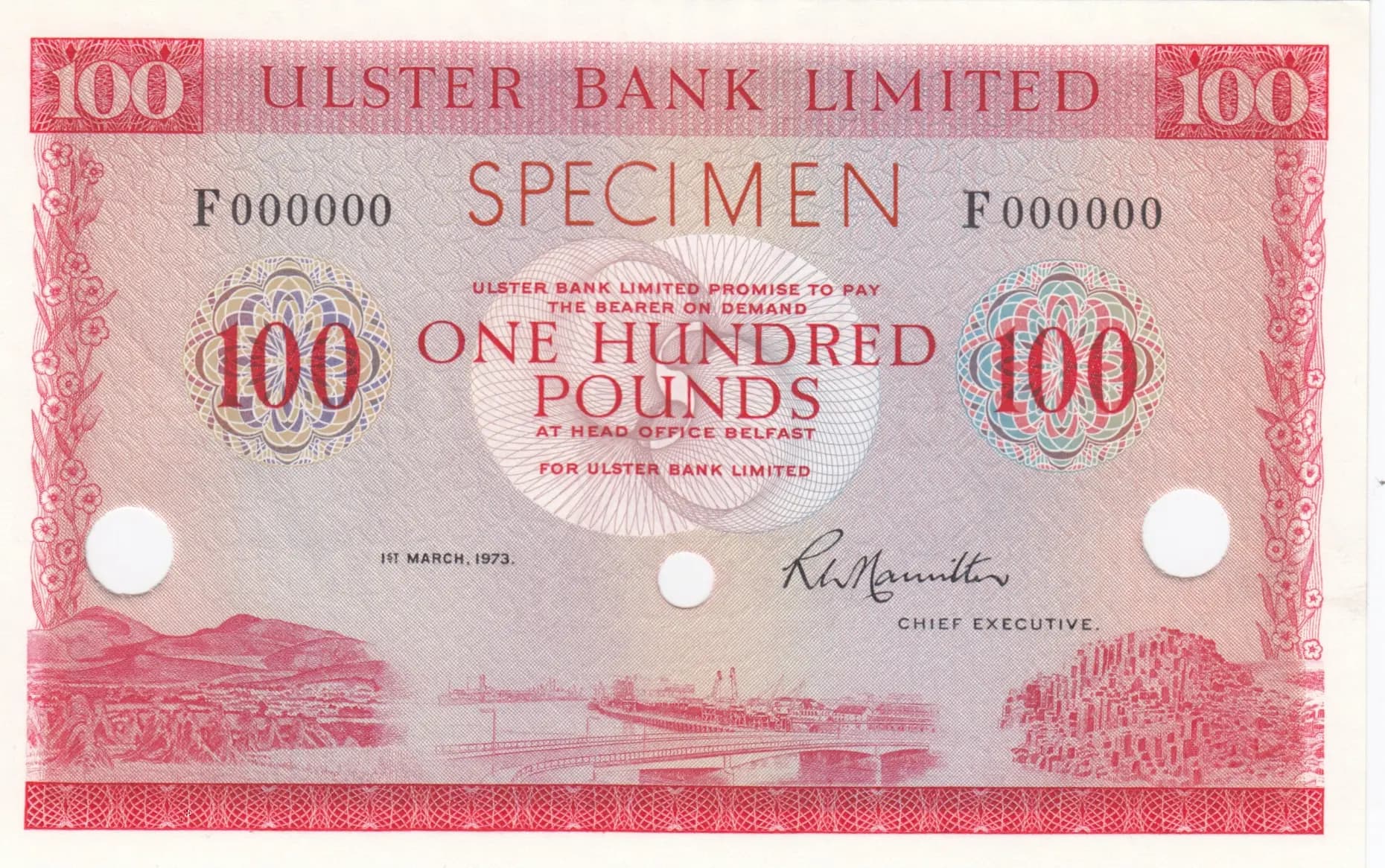 100 pounds 1973 specimen from Northern Ireland, P-330as (1973) — image 1