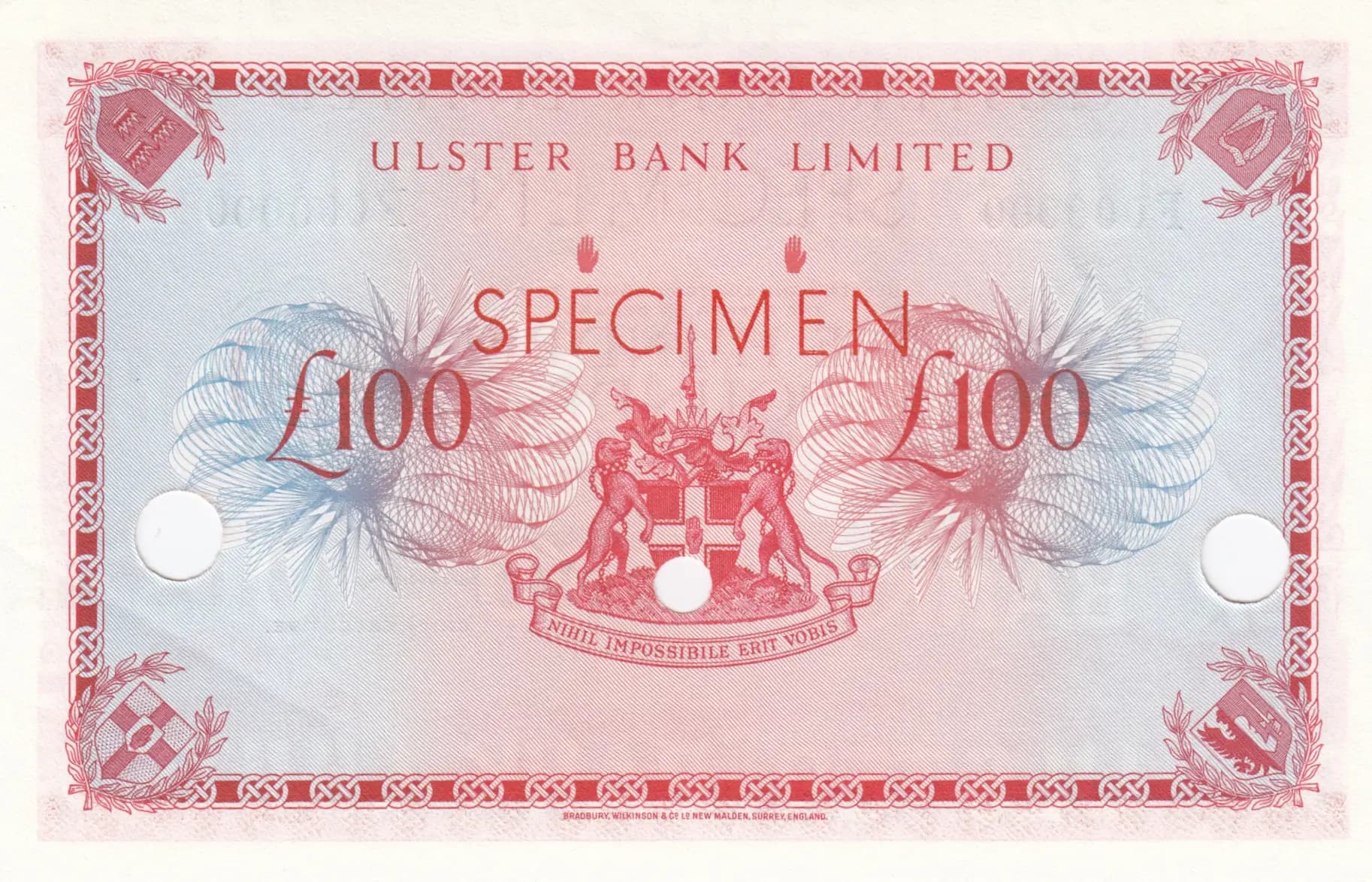 100 pounds 1973 specimen from Northern Ireland, P-330as (1973) — image 2