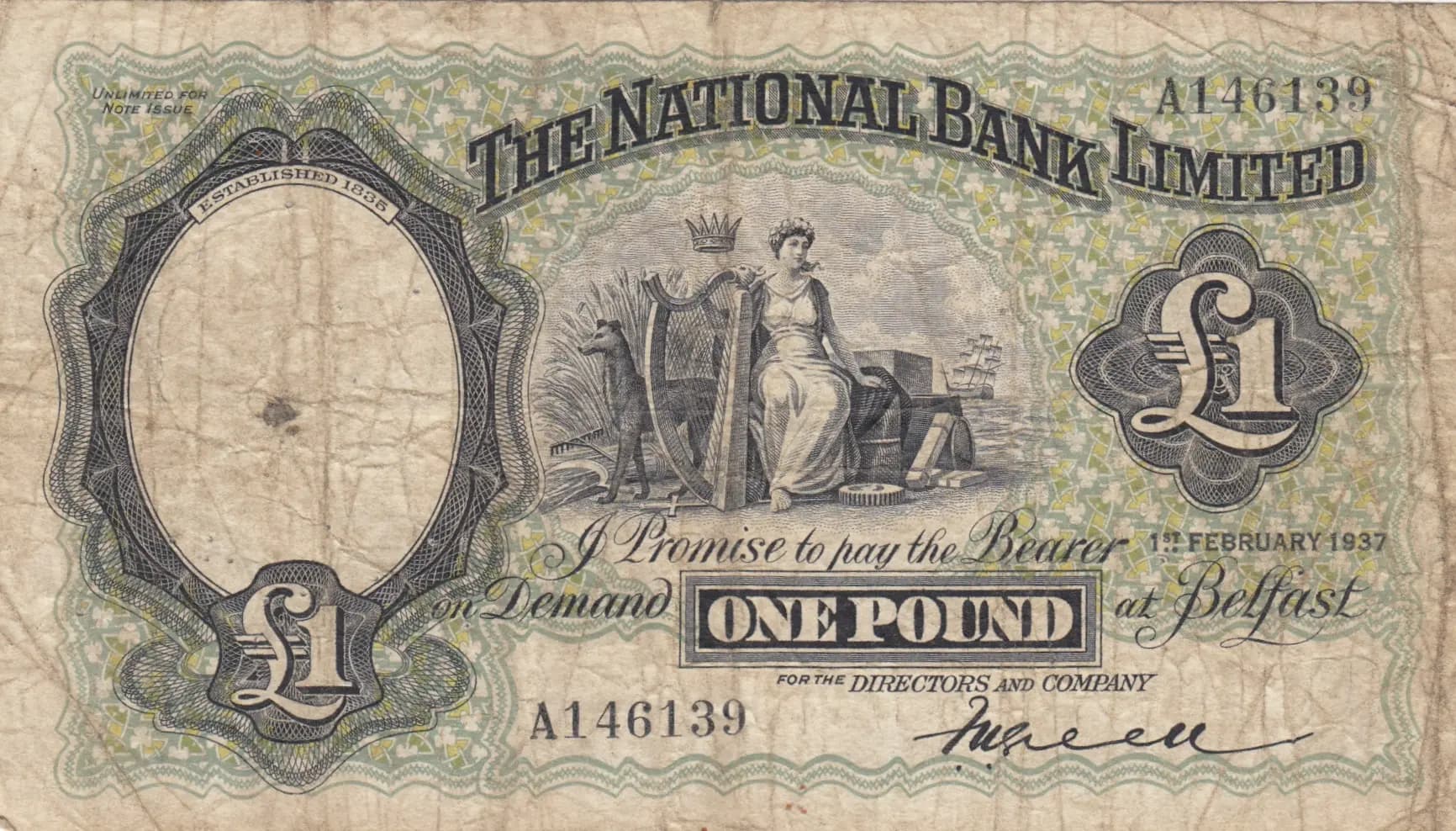 1 pound 1937 from Northern Ireland, P-155
