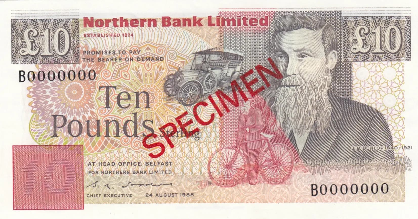 10 pounds 1988 specimen from Northern Ireland, P-194as (1988) — image 1