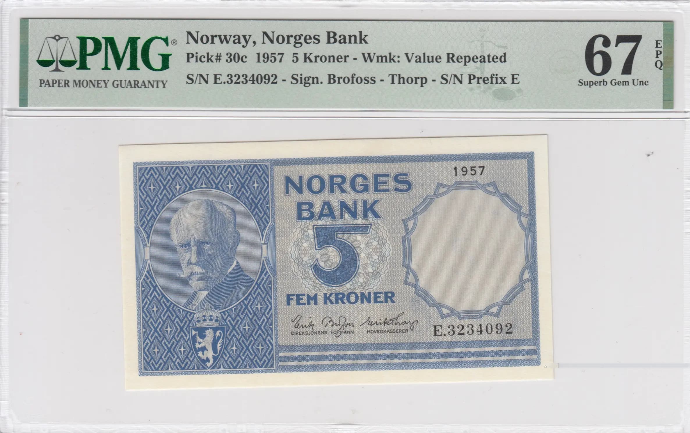5 kroner 1957 from Norway, P-30c (1957) — image 1