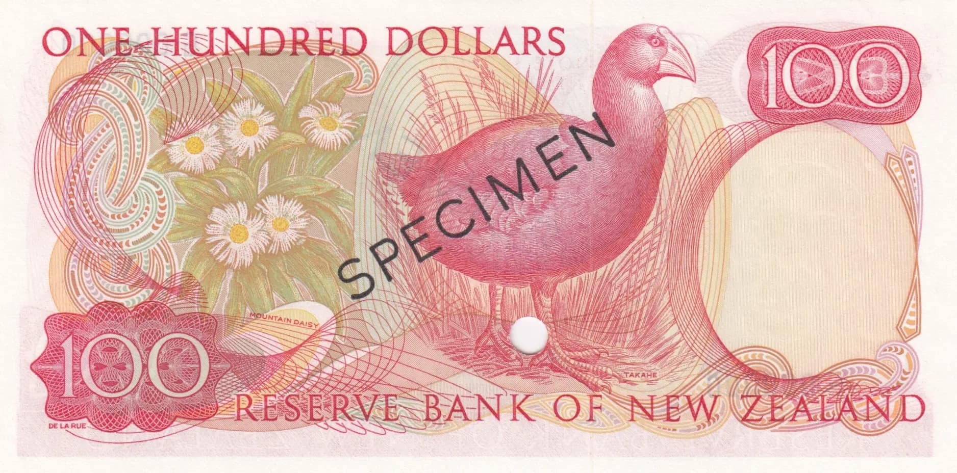 100 dollars 1967 specimen from New Zealand, P-168s (1967) — image 2