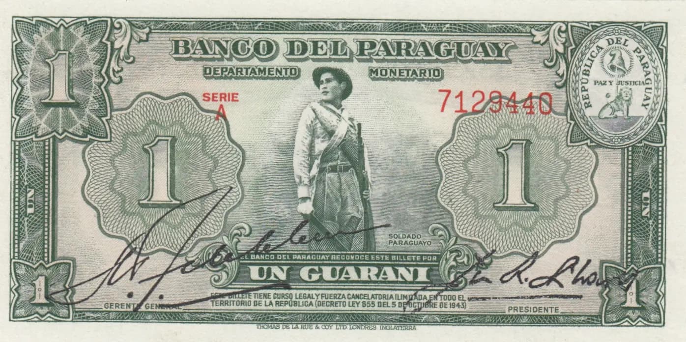 1 guarini 1943 from Paraguay, P-178 (1943) — image 1