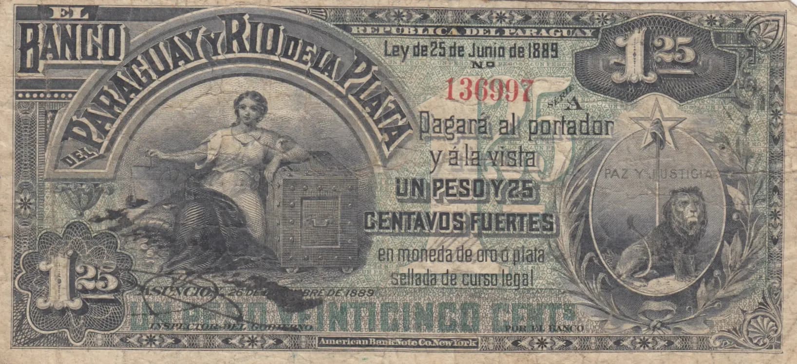 1,25 pesos 1899 from Paraguay, P-S161