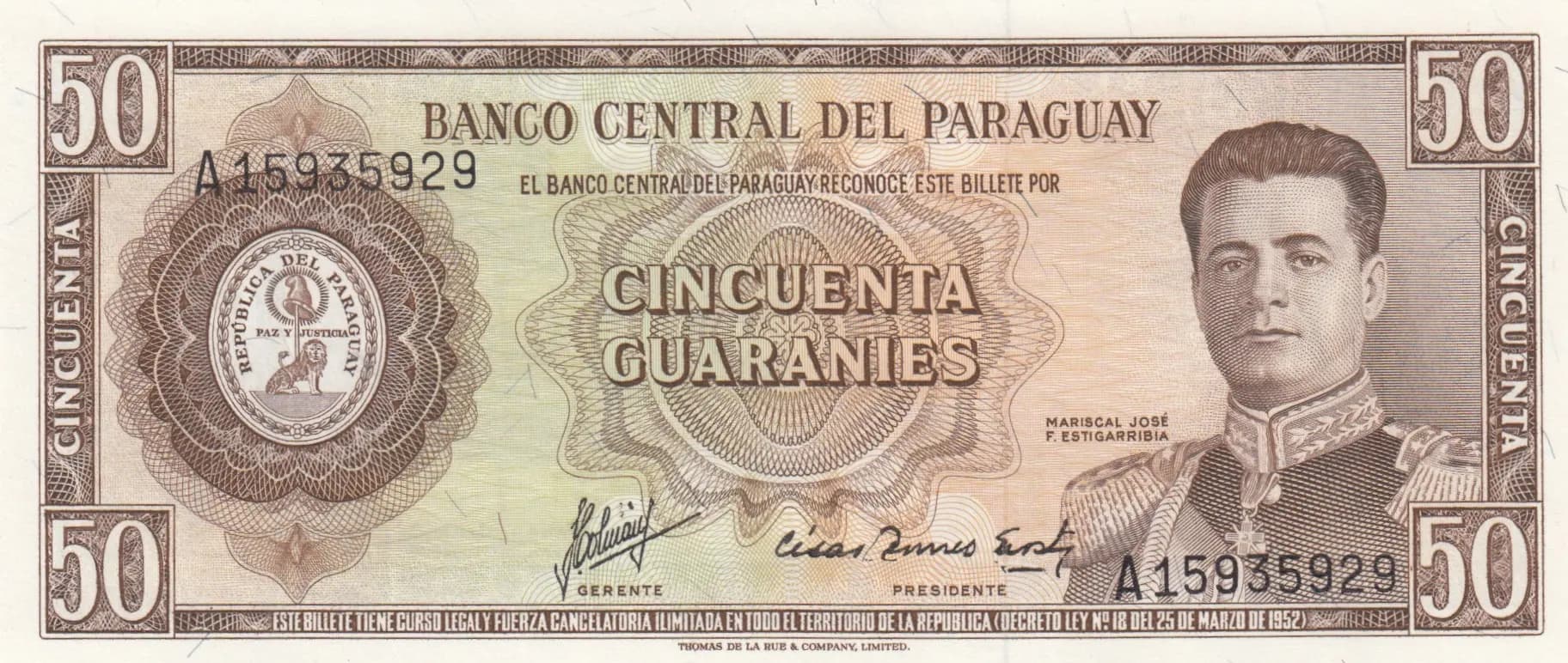 50 guarinies 1963 from Paraguay, P-197a(2) (1963) — image 1