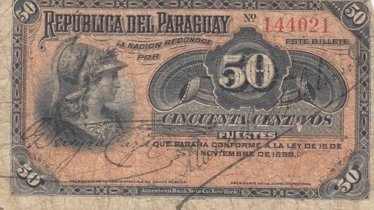50 centavos 1899 from Paraguay, P-95
