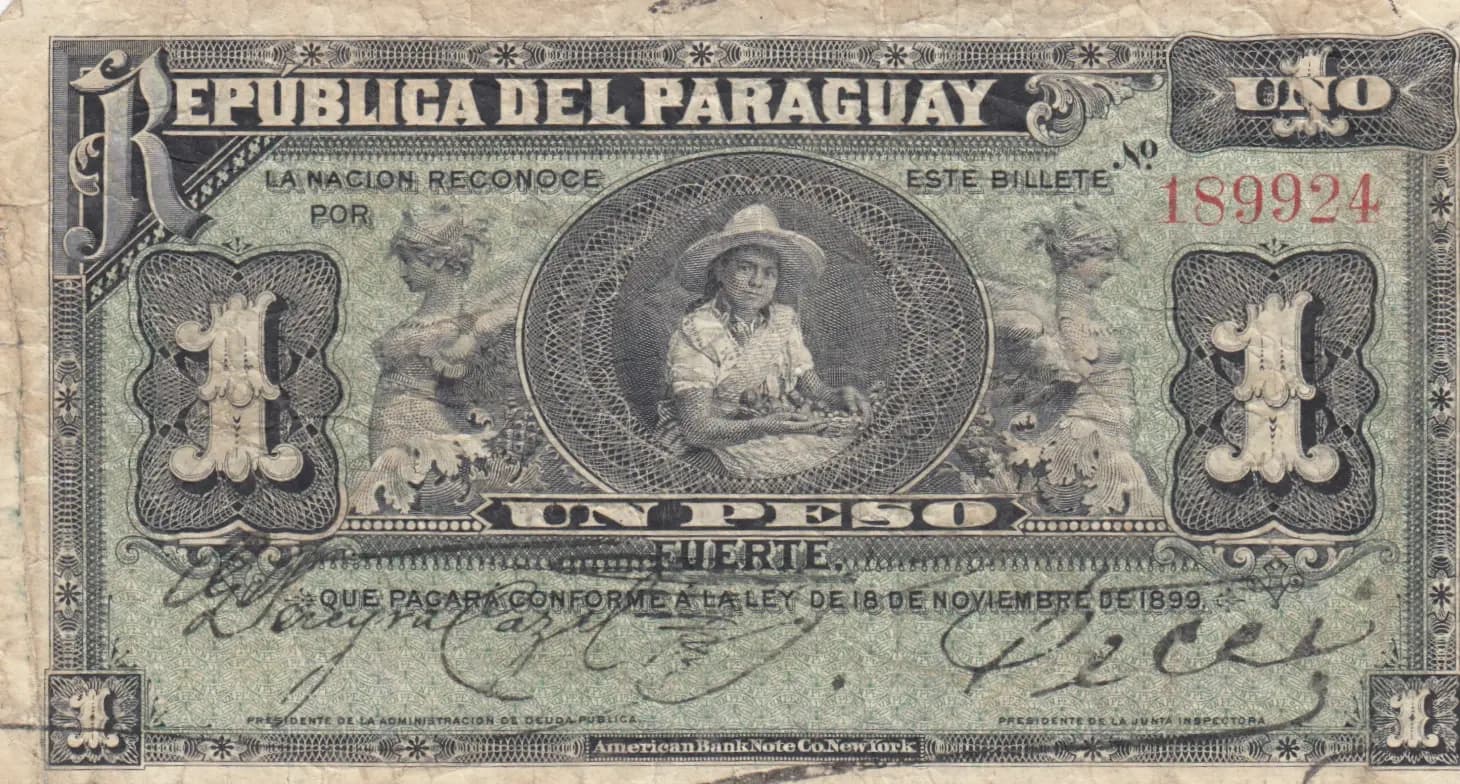 1 peso 1899 from Paraguay, P-96