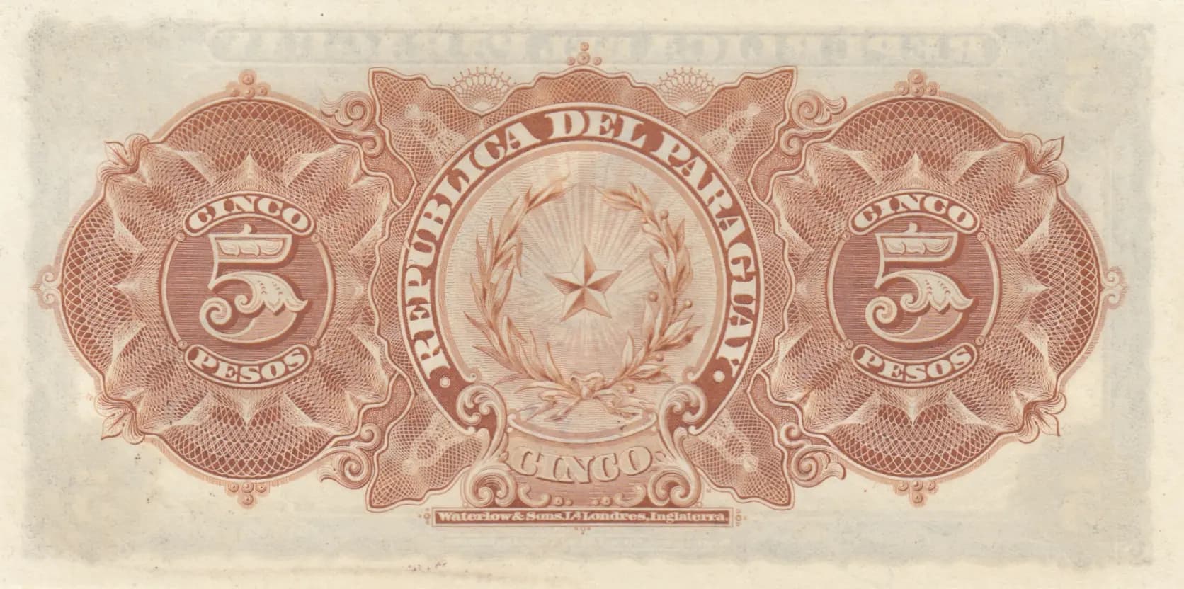 5 pesos 1907 from Paraguay, P-156 (1907) — image 2