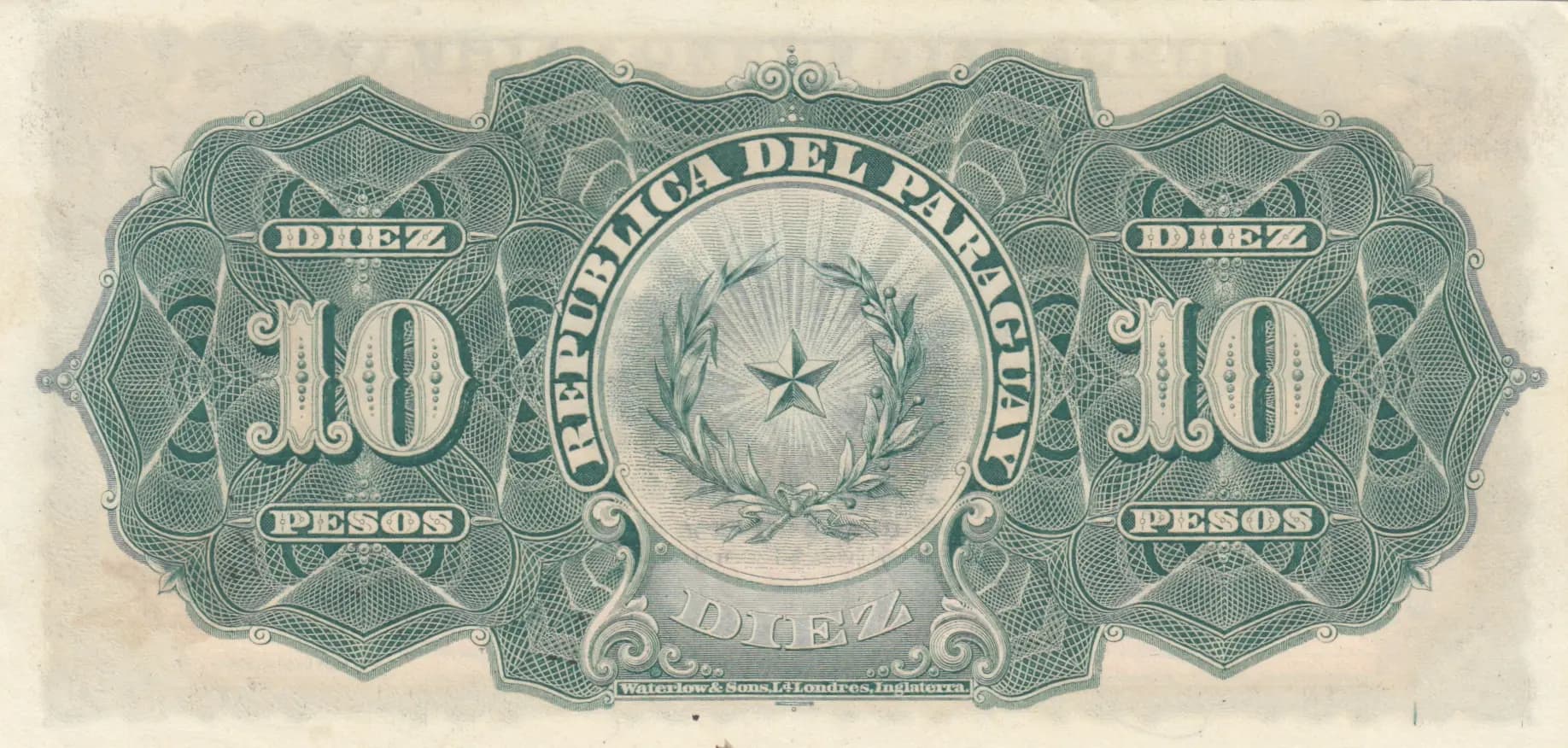 10 pesos 1907 from Paraguay, P-157 (1907) — image 2