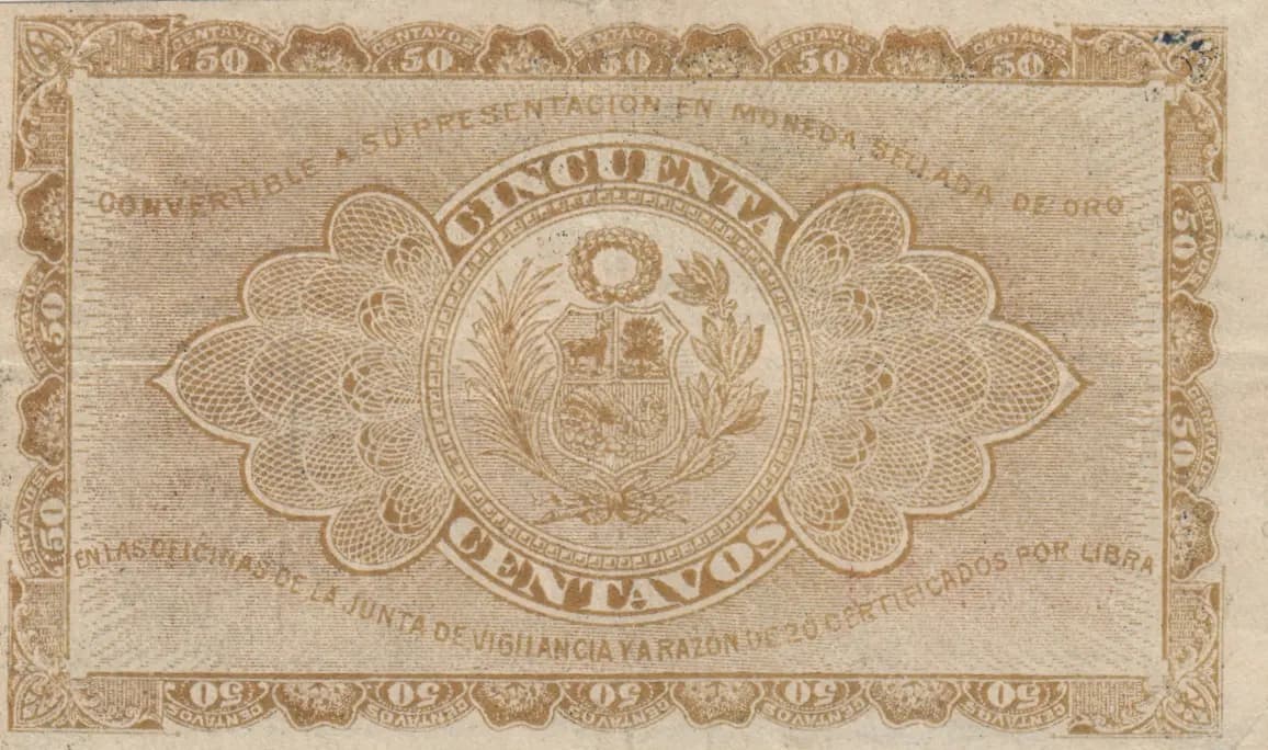 50 centavos 1917 from Peru, P-30 (1917) — image 2