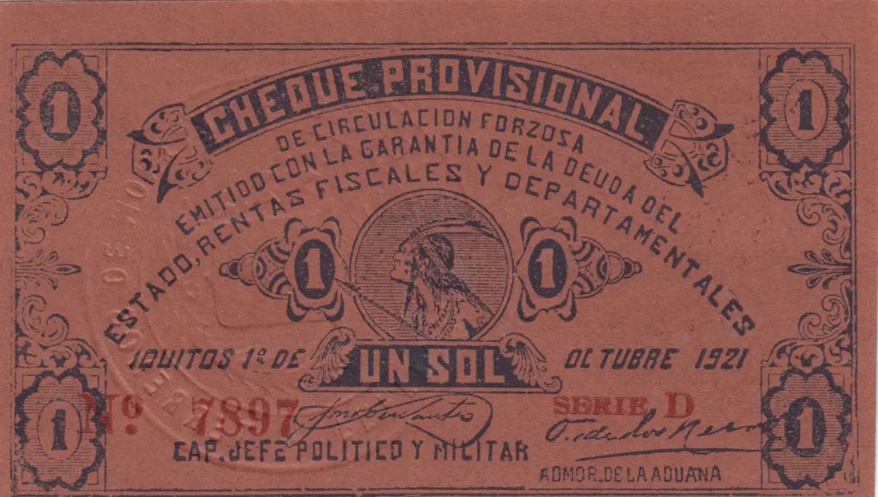 1 sol 1921 from Peru, P-unlisted (1921) — image 1