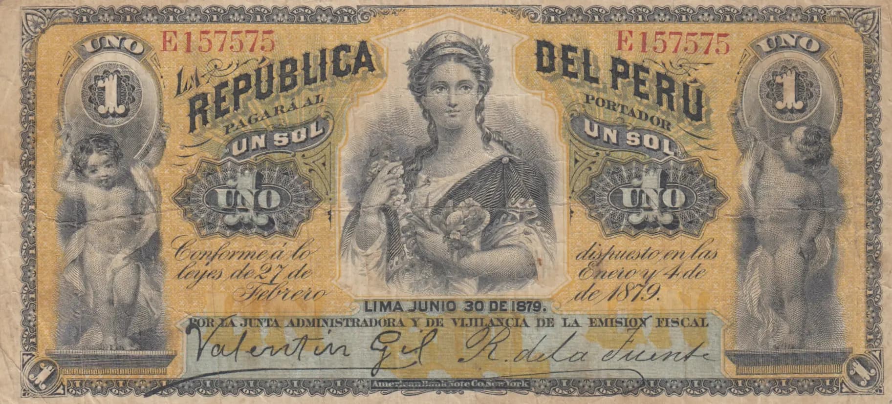 1 sol 1879 from Peru, P-1