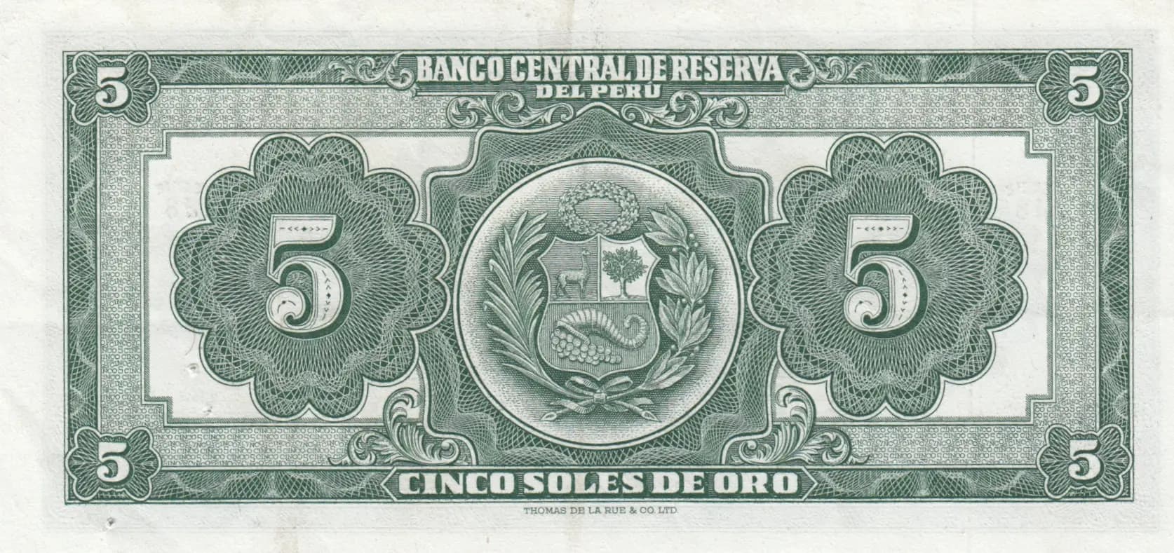 5 soles 1952 from Peru, P-70a (1952) — image 2