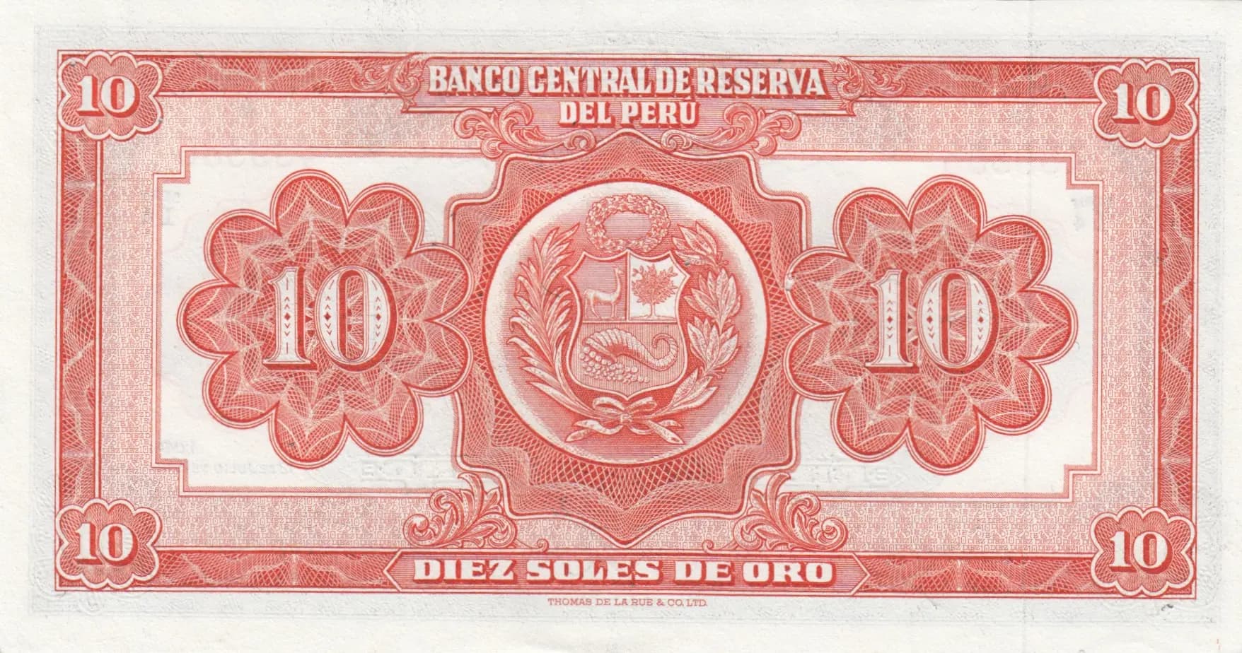 10 soles 1951 from Peru, P-71 (1951) — image 2