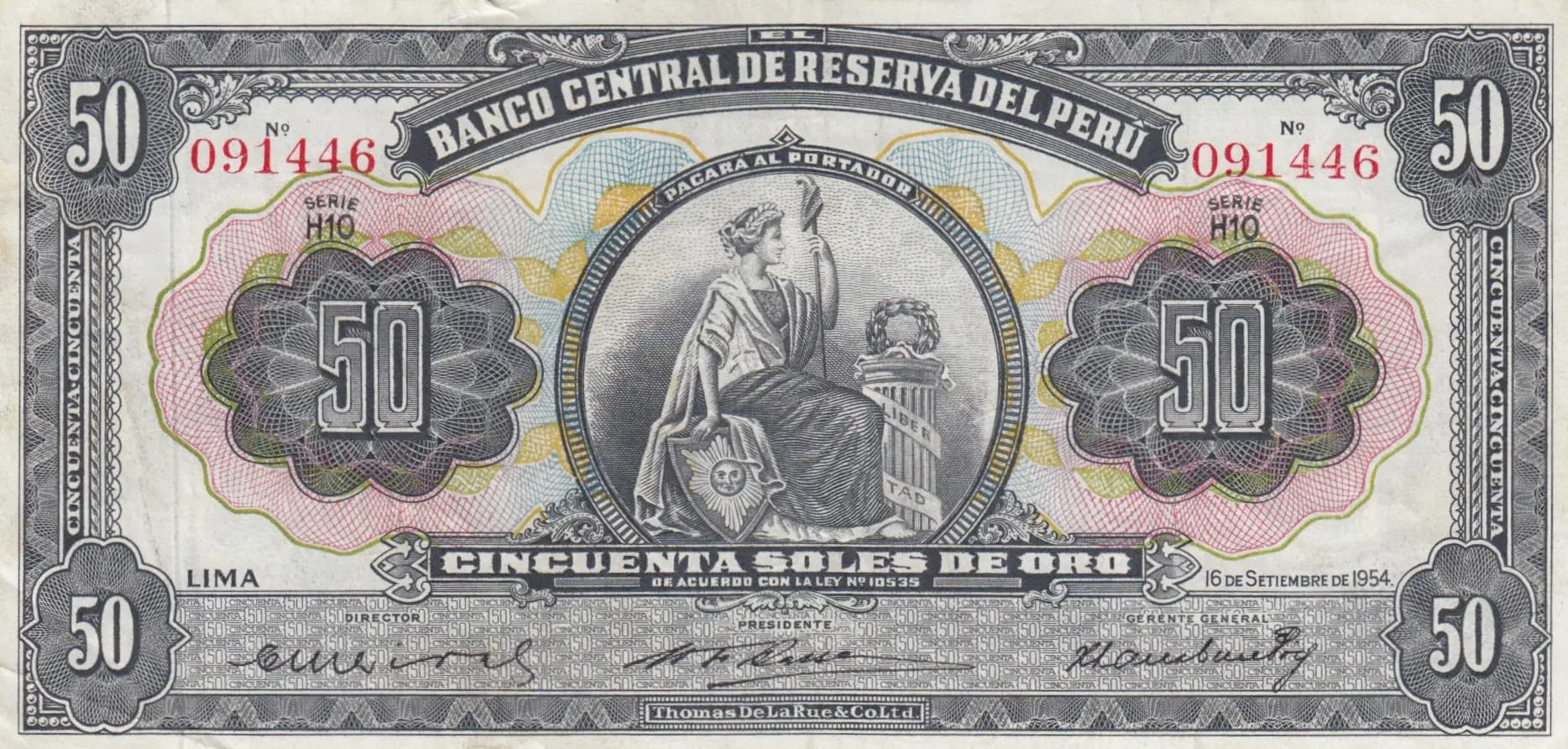 50 soles 1954 from Peru, P-72 (1954) — image 1