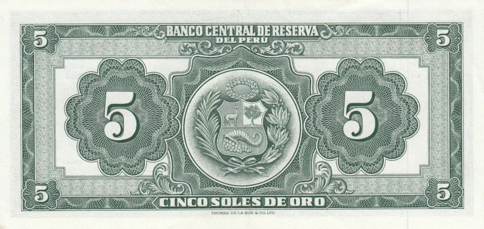 5 soles 1956 from Peru, P-76 (1956) — image 2