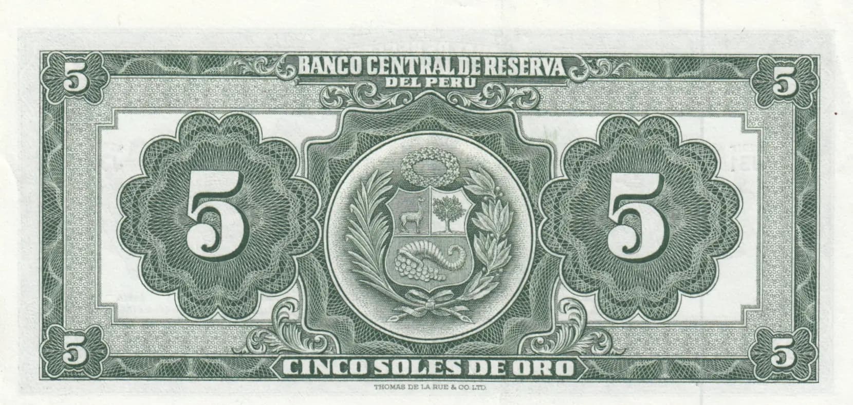5 soles 1960 from Peru, P-76 (1960) — image 2