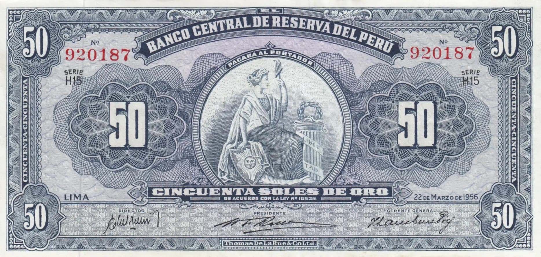 50 soles 1956 from Peru, P-78 (1956) — image 1
