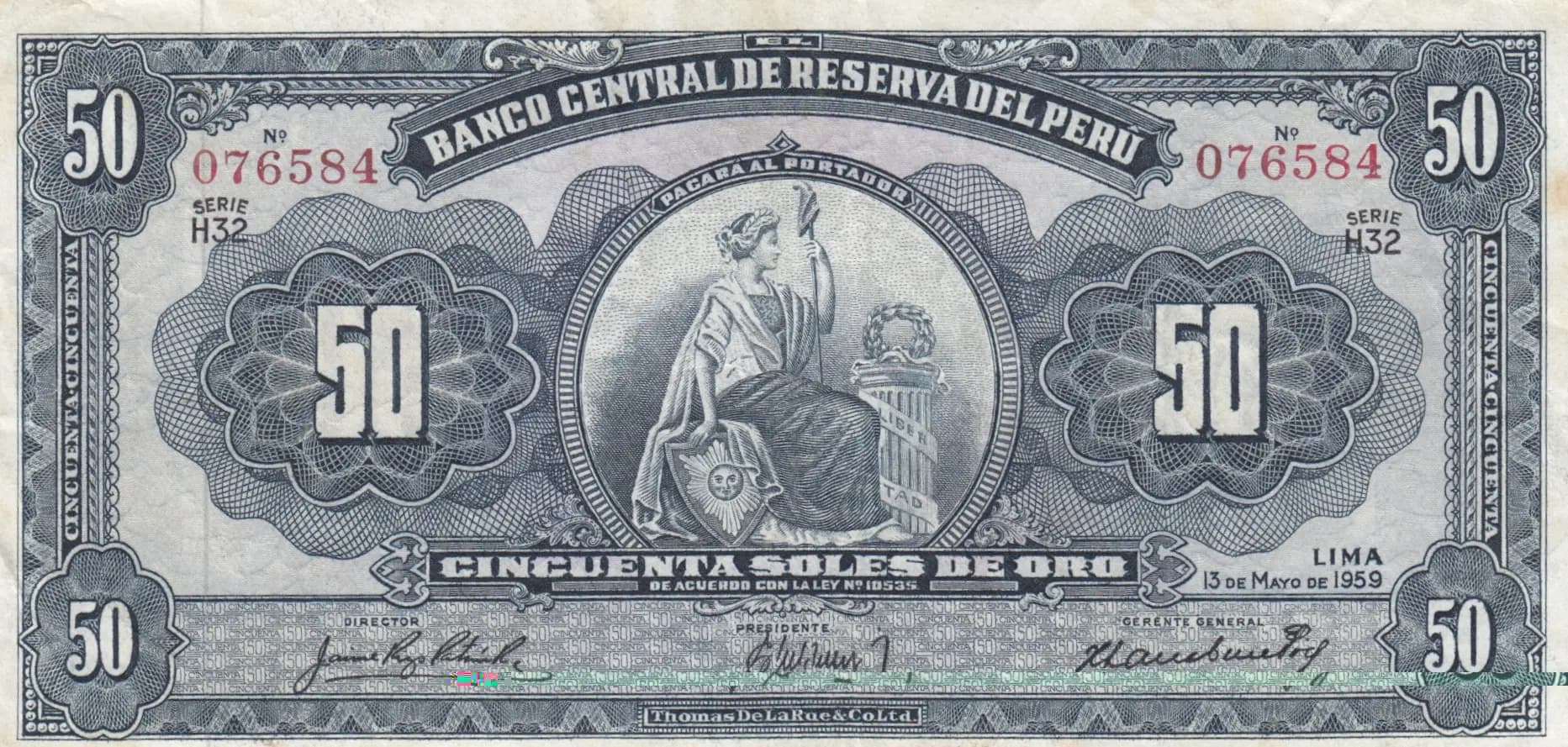 50 soles 1959 from Peru, P-78