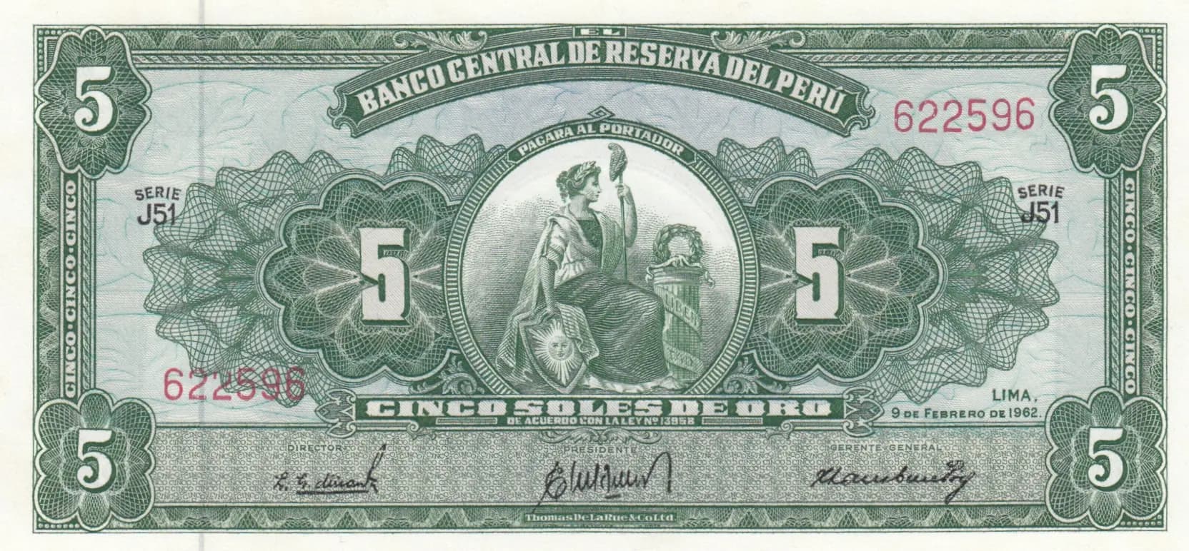 5 soles 1962 from Peru, P-83