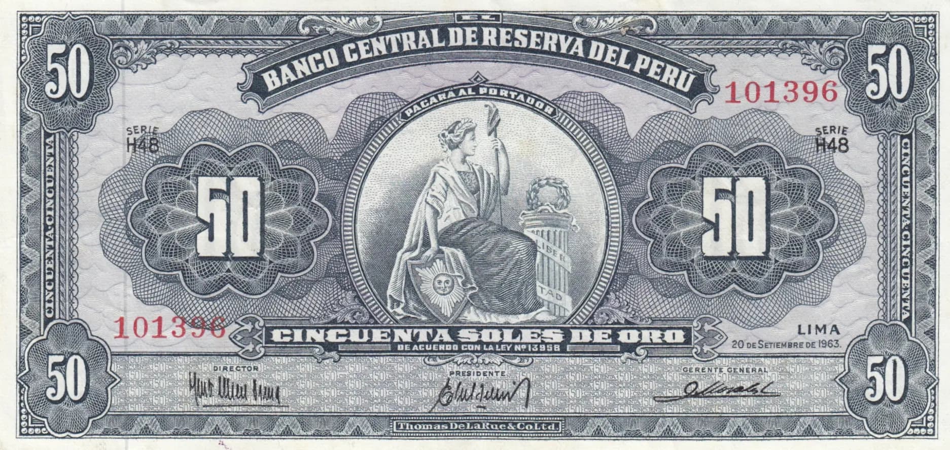 50 soles 1963 from Peru, P-85